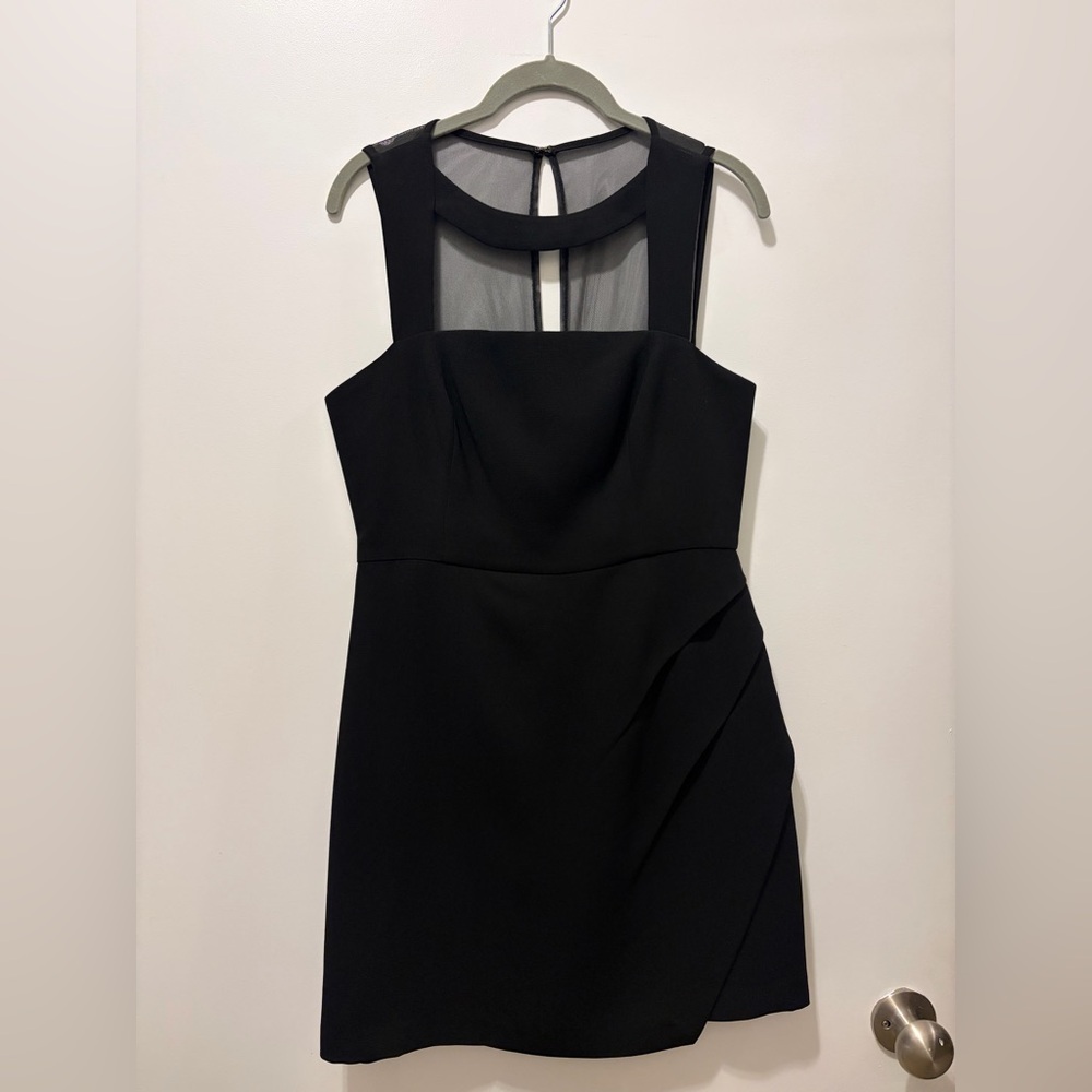 BCBGeneration Black Midi Dress with Sheer Yoke